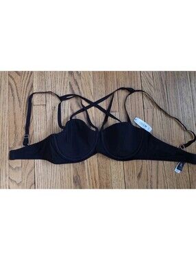 NWT Adore Me Underwire Strappy Bra Women's Size 32C Black  BR-06293